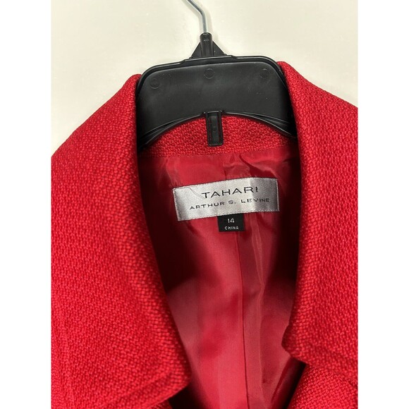 New Tahari Blazer 14 Red All Season Textured Jacket Gold Button NWT - Picture 5 of 8
